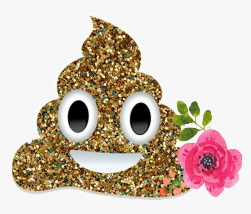 #poopemoji #emoji #gold #glitter #sparkly #flower #pink, HD Png Download