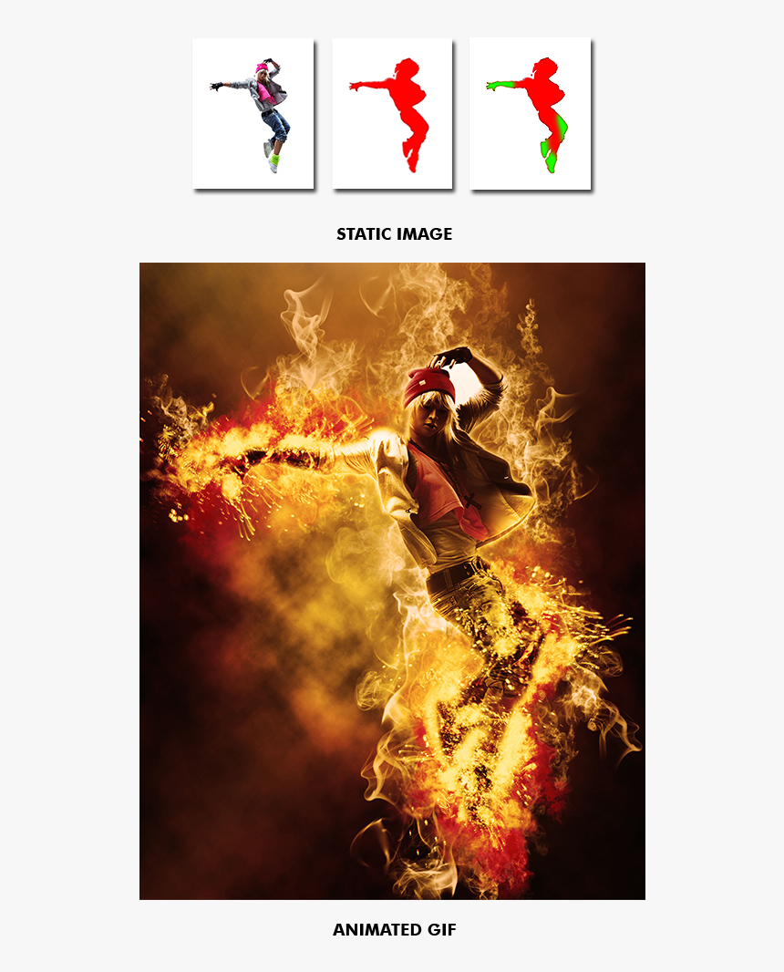 Gif Animated Fire Photoshop Action By Smartestmind - Graphic Design, HD Png Download