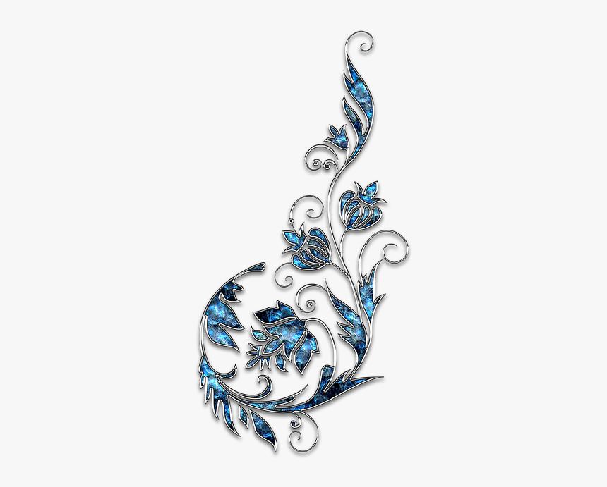 Decor, Ornament, Jewelry, Flower, Blue, Silver - Transparent Blue Decoration Png, Png Download