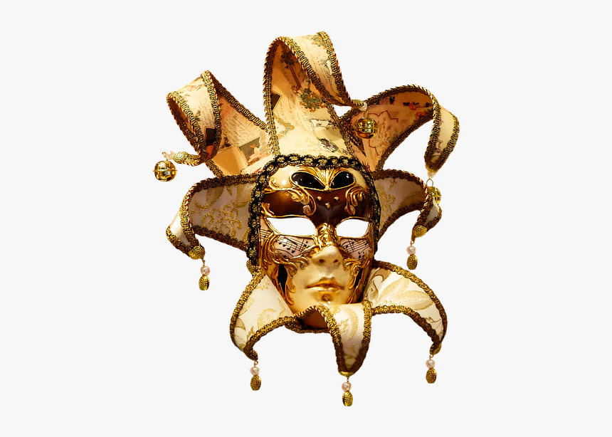 Carneval, Carnival, Mask, Golden, Ornament, Fantasy - Transparent Background Jester Mask Png, Png Download
