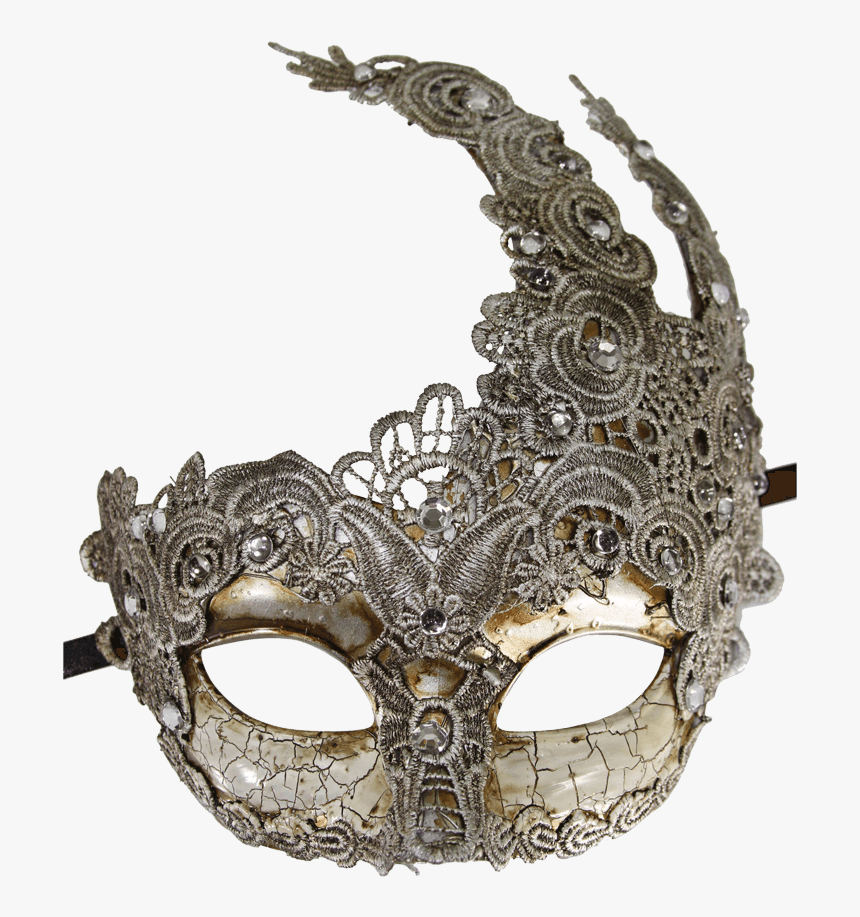 Vintage Gray Lace Carnival Mask - Masque, HD Png Download