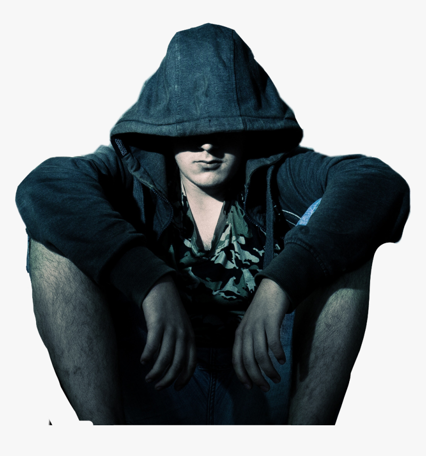 #man #sitting #hooded #freetoedit - Hooded Man Transparent, HD Png Download