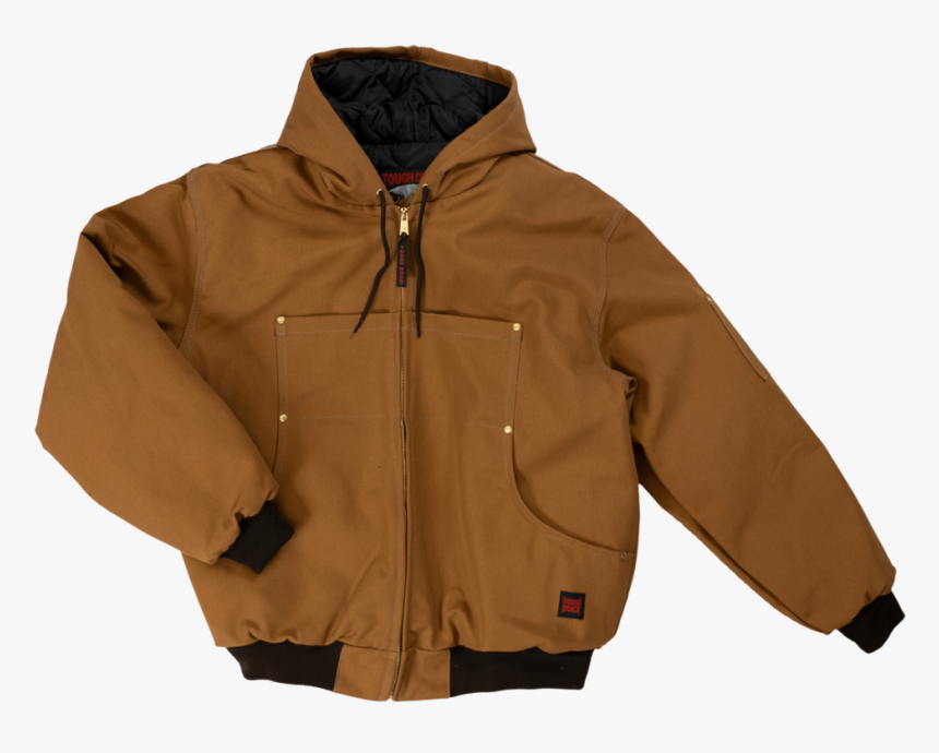Tough Duck Mens Hooded Bomber Jacket Brown Front - Terra Duck Bomber Jacket, HD Png Download