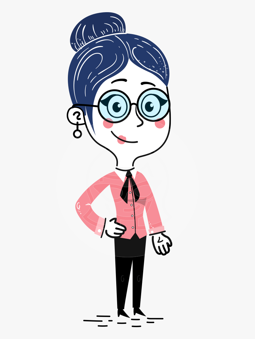 Hand Drawn Illustration Of Flat Businesswoman Character - Blushing Woman Flat Design Png, Transparent Png