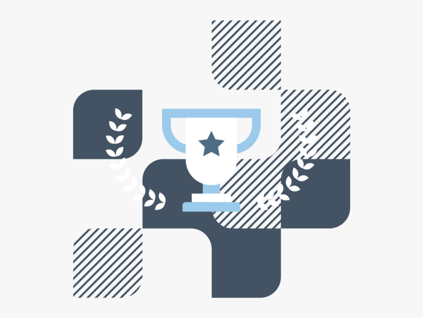 Awards Trophy Icon With Laurel Leaves In Front Of Blue - Vector Graphics, HD Png Download