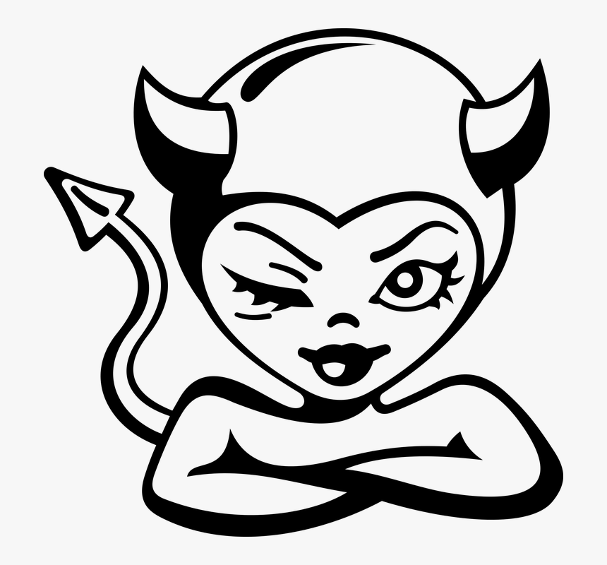 Devil, Flirt, Girl, Imp, Woman - Devil Girl Vector, HD Png Download