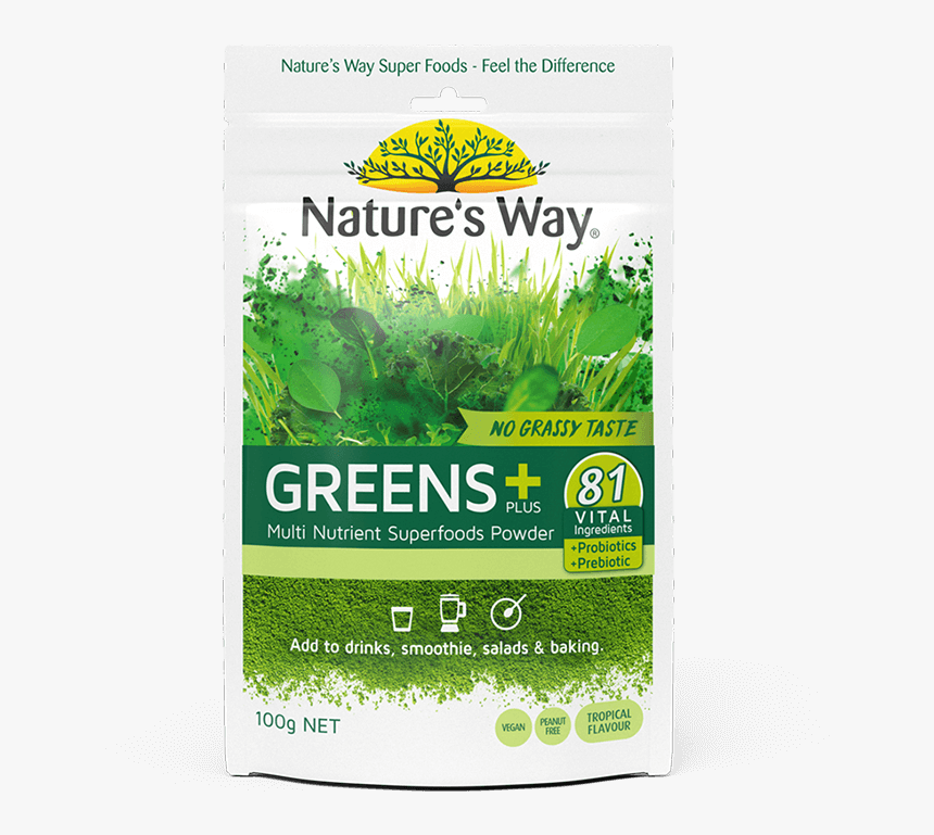 Nature’s Way Super Greens Plus 100g - Natures Way Super Greens, HD Png Download