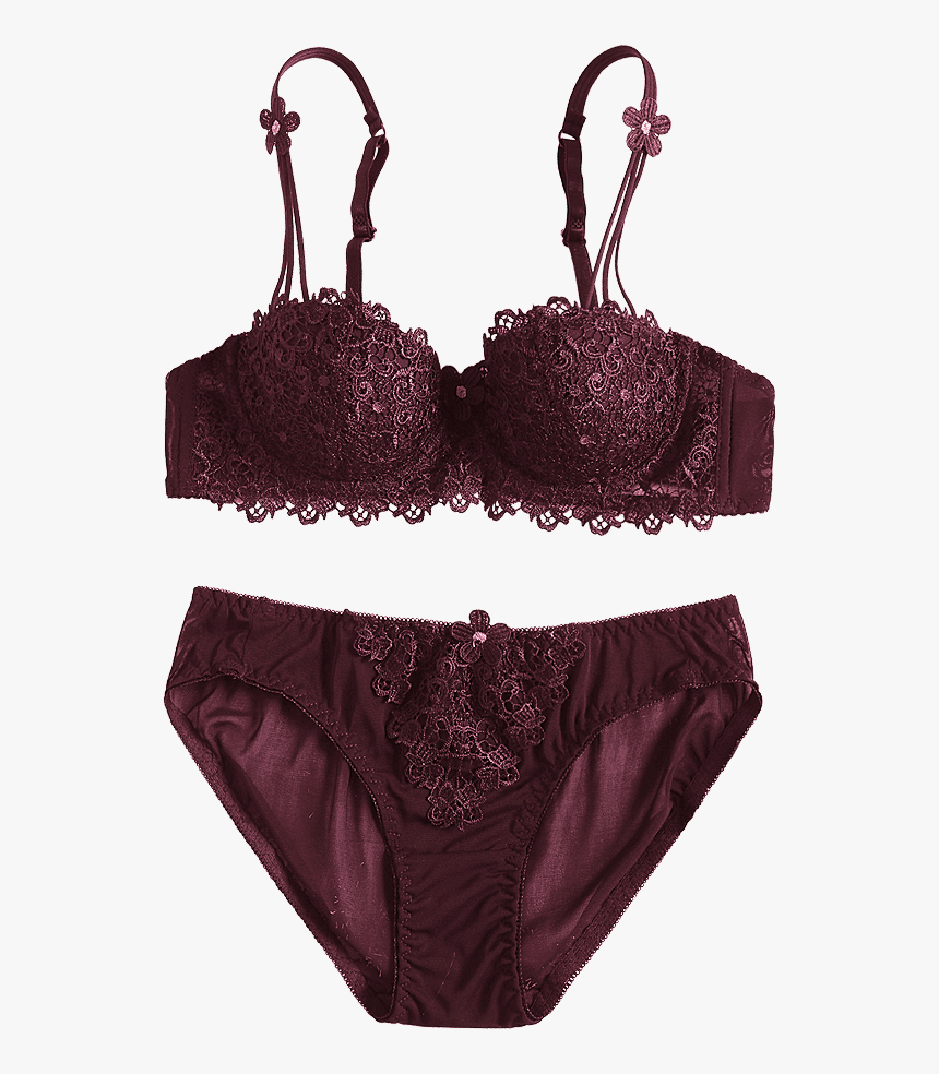 Wholesale Lace Overlay Underwire Bra And Mesh Panties - Lingerie Top, HD Png Download