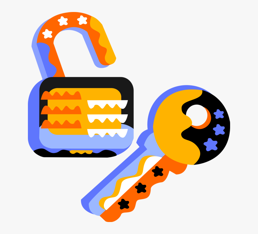 Vector Illustration Of Security Key And Padlock Lock, HD Png Download