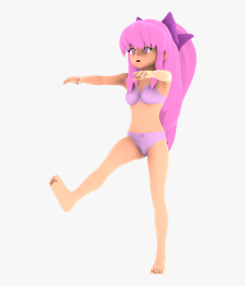 3d Barefoot Bow Bra Empty Eyes Expressionless Female - Cartoon, HD Png Download