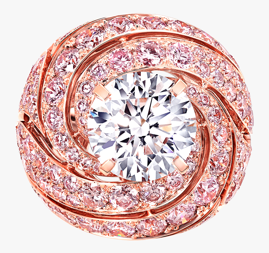 Top View Of A Graff Swirl Ring Featuring A Round White - Earrings, HD Png Download