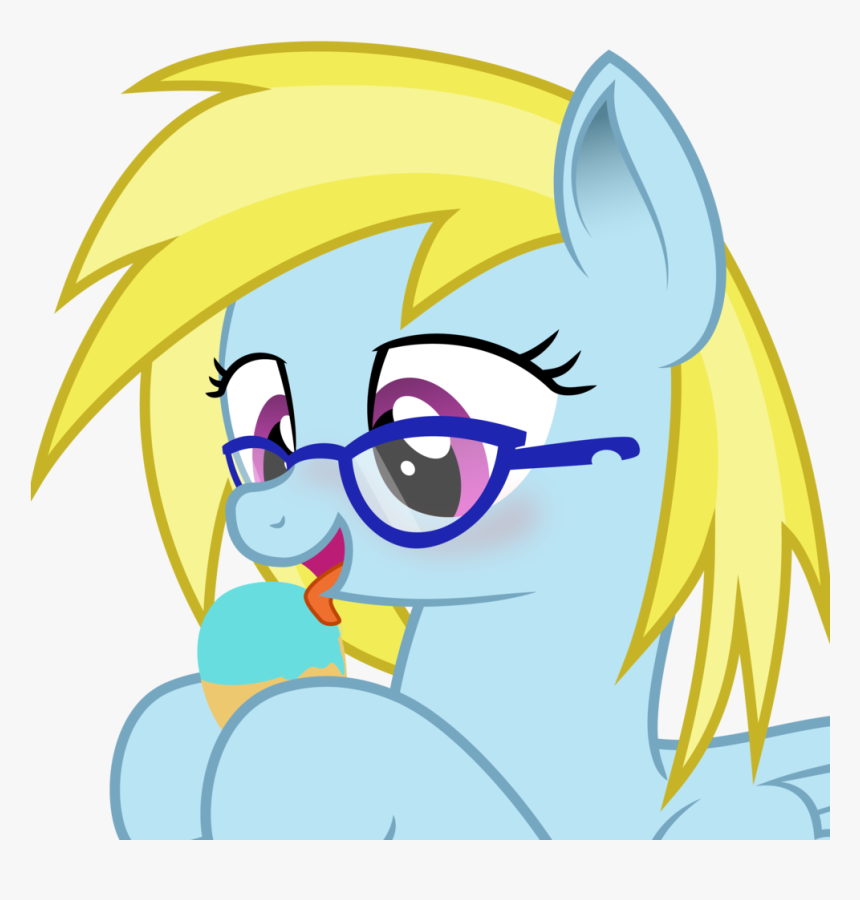 Blue-vector, Female, Food, Glasses, Ice Cream, Licking, - Cartoon, HD Png Download