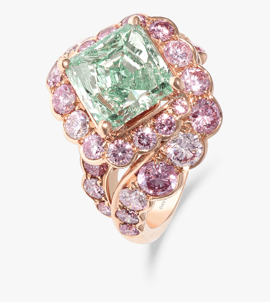 Ring 11012474 Green Diamond Ring Copy - Engagement Ring, HD Png Download
