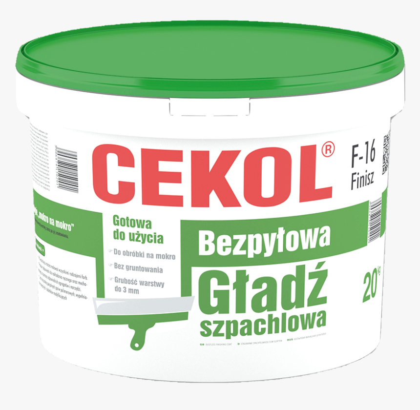 Cekol F-16 Finisz - Cekol Bezpyłowa Gładź Szpachlowa Gs 250 20 Kg, HD Png Download