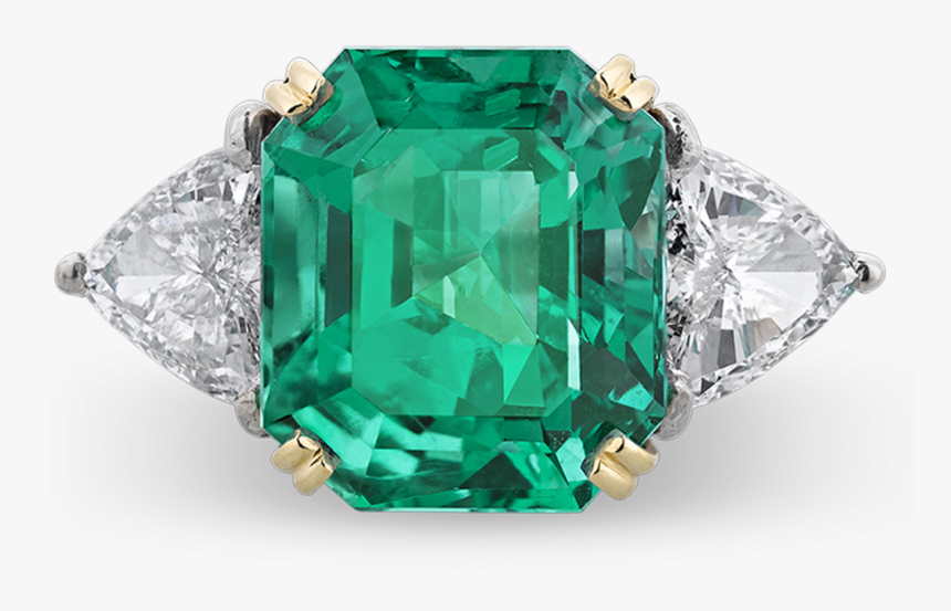 Colombian Emerald And Diamond Ring, - Diamond With Emerald Ring, HD Png Download