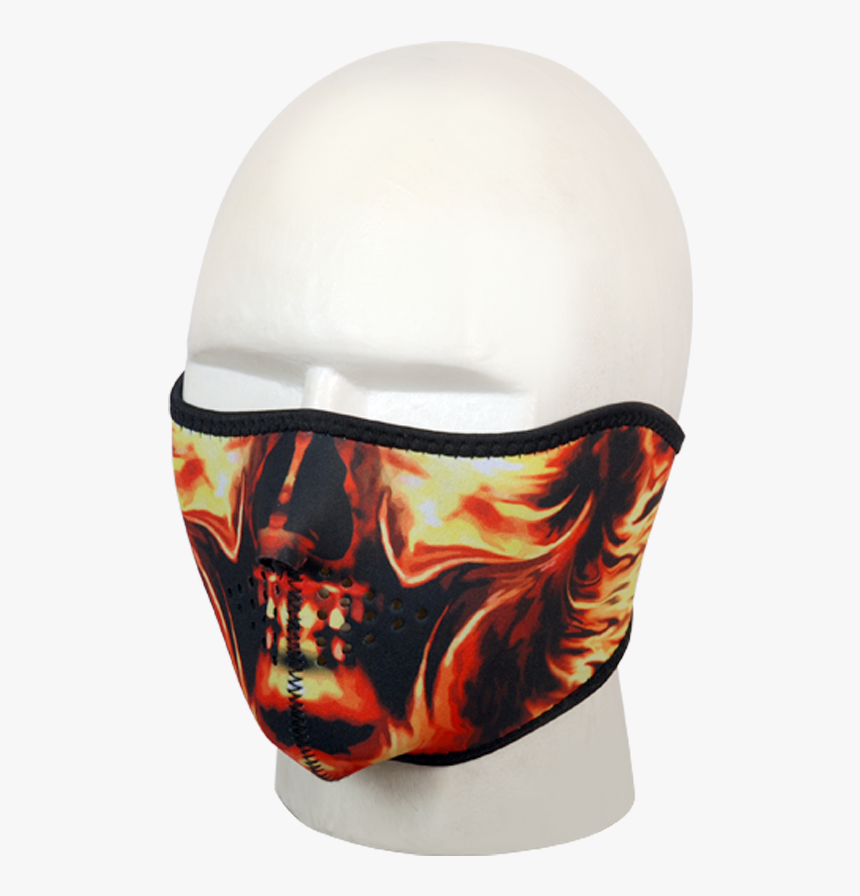 Fm2-fs Half Face Mask As A Flaming Skull Reversible - Skull, HD Png Download