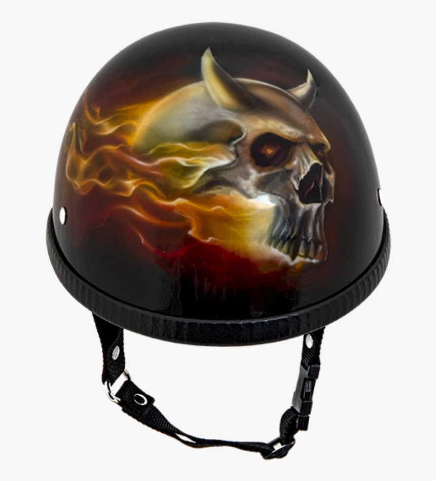 Flaming Satan Half Helmet - Motorcycle Helmet, HD Png Download