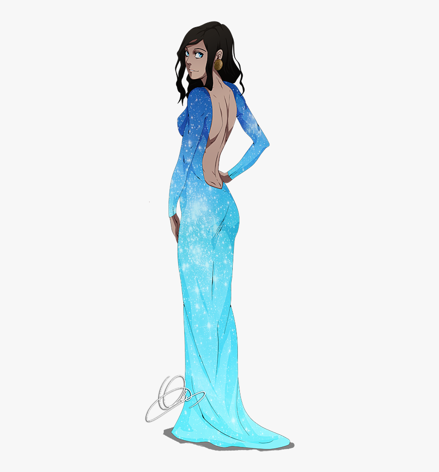 Korra The Dress Sokka Katara Asami Sato Woman - Light Blue And Dark Blue Prom Dress, HD Png Download