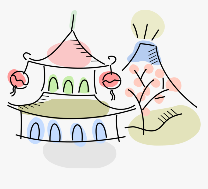 Vector Illustration Of Japanese Pagoda Temple With, HD Png Download