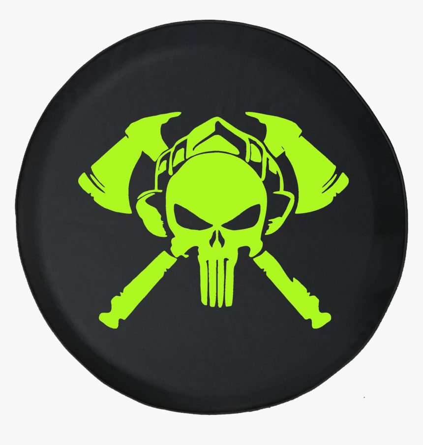 Fire Department Punisher Skull Shield Helmet With Crossed - Firefighter Decal, HD Png Download