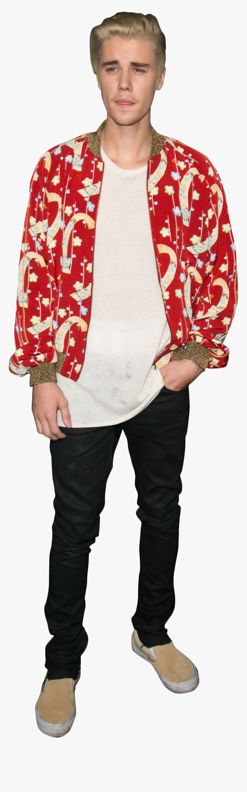 Celebrity Png Justin Bieber Dressed - Justin Bieber In Red Shirt, Transparent Png