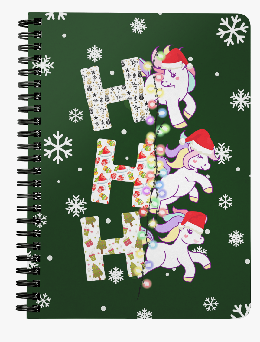 Ho Ho Ho Unicorn With Led In Snow Spiral Bound Notebooks, HD Png Download