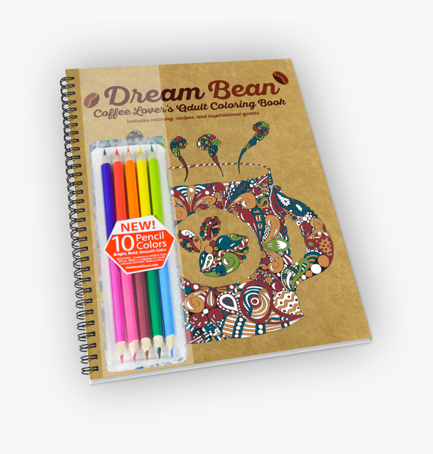 Spiral-bound Coloring Book With Coffee Theme And Colored - Graphic Design, HD Png Download