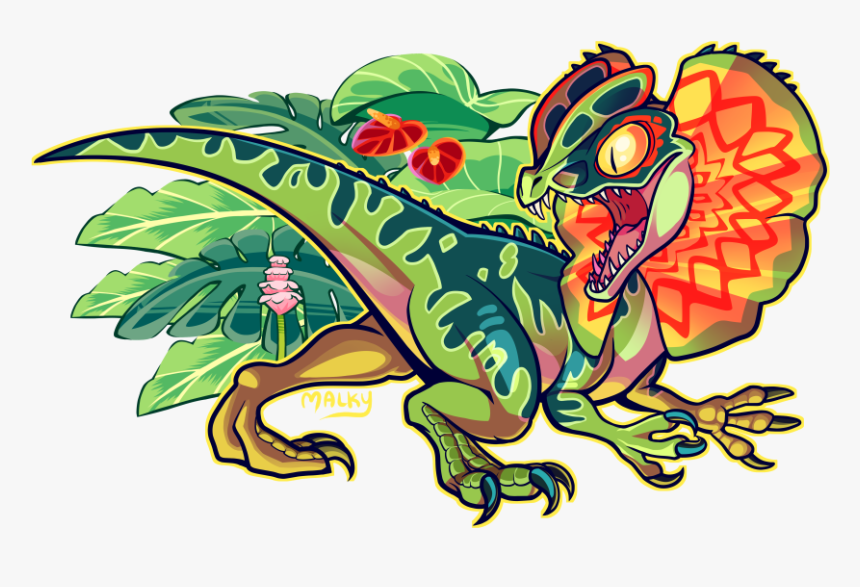 Jurassic Park Dilophosaurus Cartoon, HD Png Download