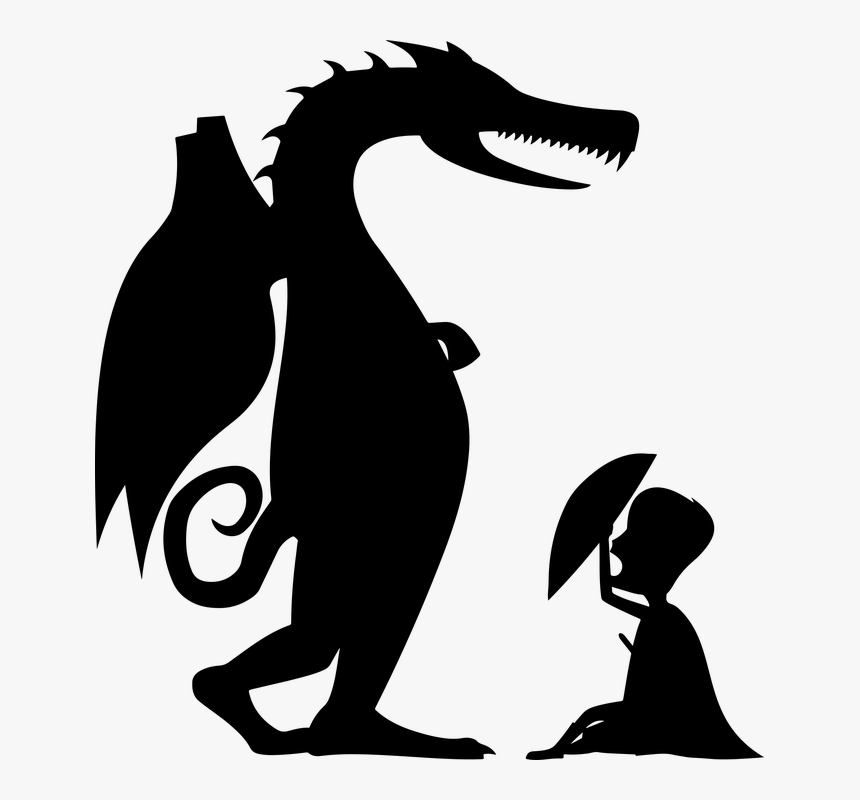 Animal, Beast, Dragon, Fantasy, Flying, Monster - Fantasy Monster Black And White, HD Png Download