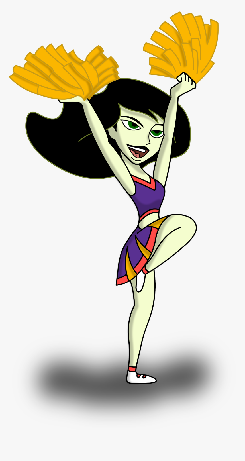 Free Download Cheerleader Clipart Black And White - Kim Possible Shego Cheerleader, HD Png Download