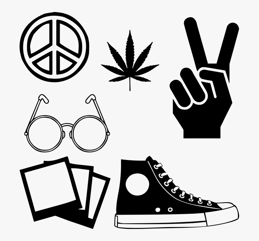 Hippie, Cannabis, Peace Sign, John Lennon Glasses - Shoes Vector, HD Png Download