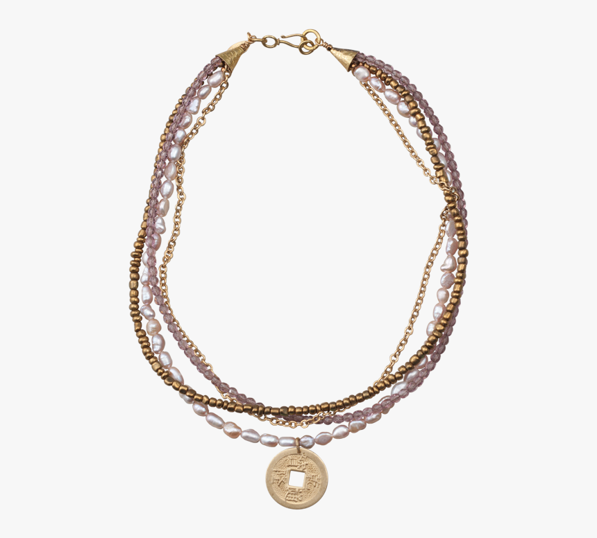 Multistrand With Coin Pendant Necklace 
 Class Lazyload - Necklace, HD Png Download