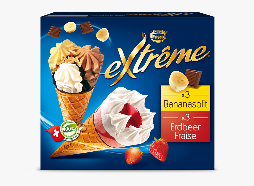 Extrême Bananasplit / Erdbeer Multipack - Ice Cream Cone, HD Png Download