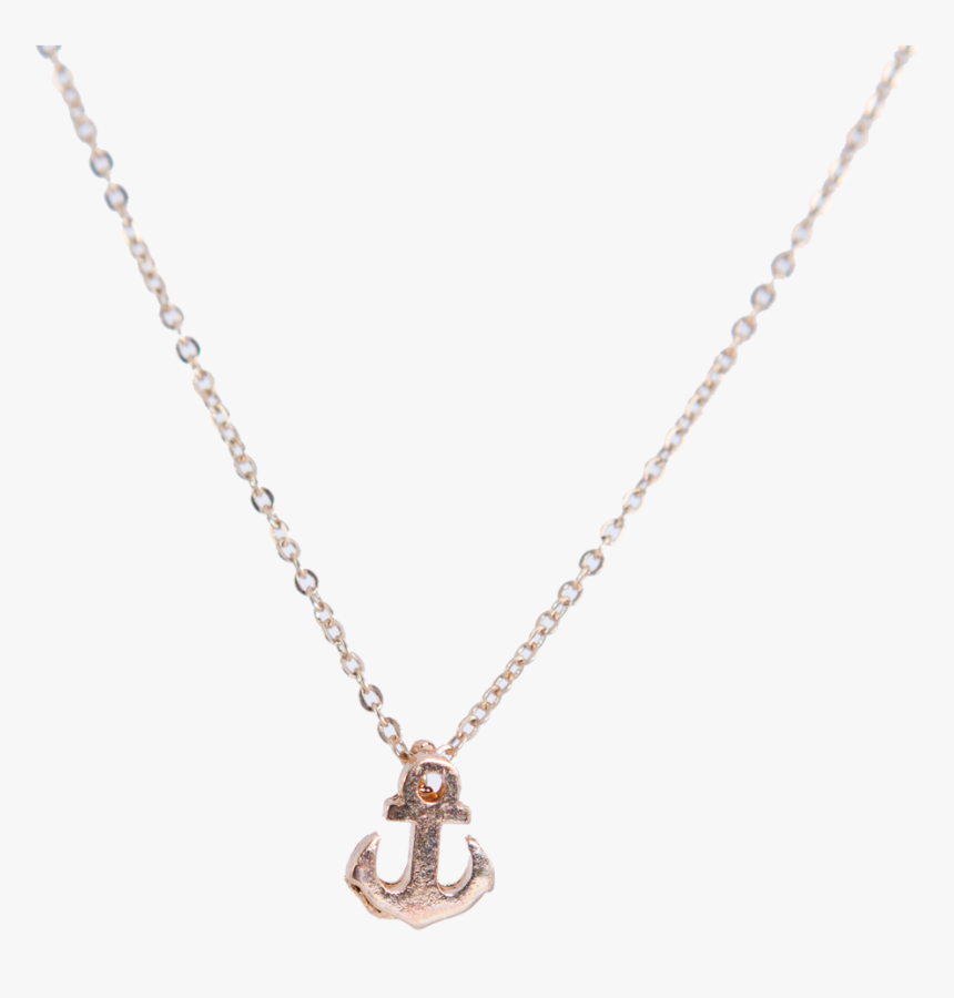 Simple Gold Necklace With Anchor Charm, HD Png Download
