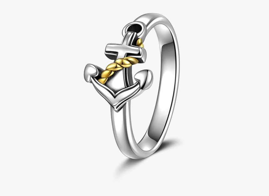 14k Gold-plated Anchor Ring - Engagement Ring, HD Png Download