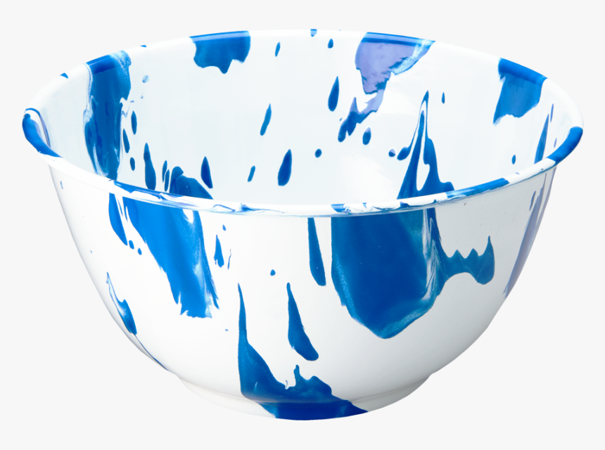 Blue & White Slip Enamelware Salad Bowl - Ceramic, HD Png Download