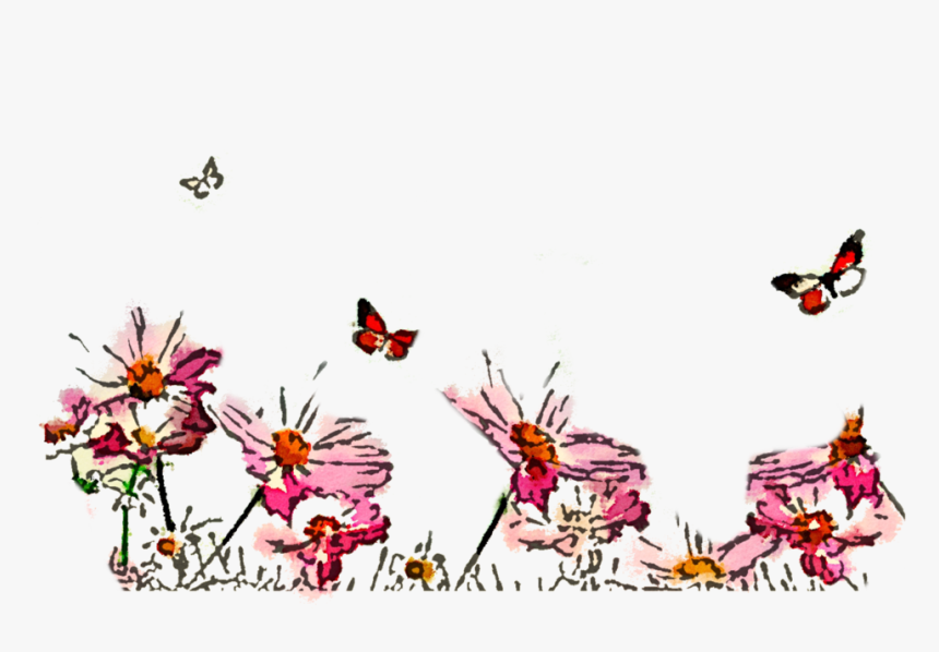 Clipart Grass Butterfly - High Resolution Floral Watercolor Png, Transparent Png