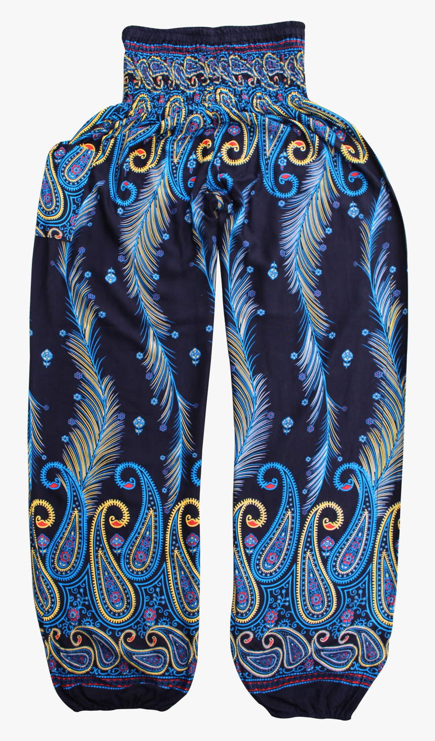 Blue Feather Harem Pants Bohemian Island - Paisley, HD Png Download