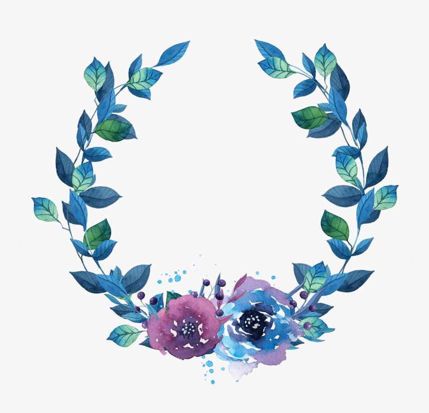 Wreath Transparent Feather - Watercolor Flowers Png Circle, Png Download