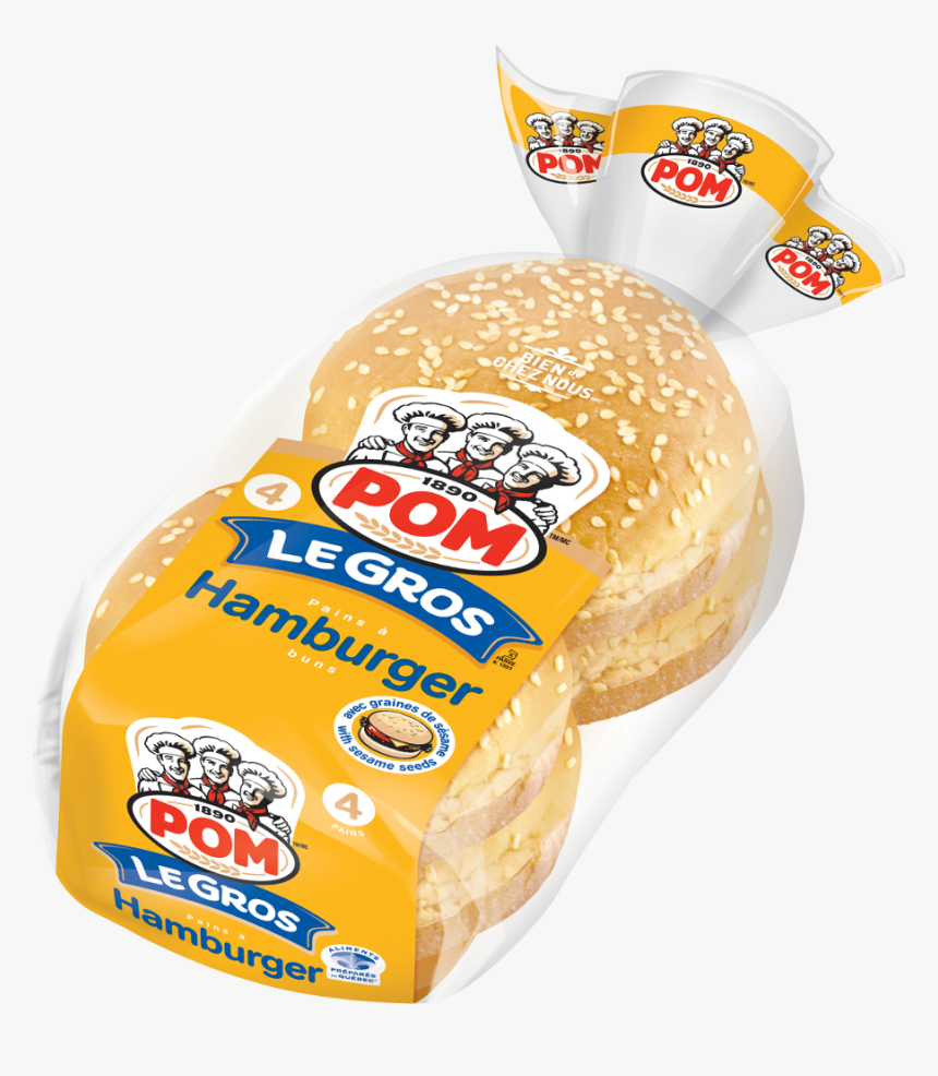 Pom® Le Gros Sesame Hamburger Buns 4-pack, HD Png Download
