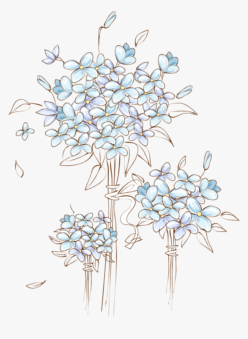 Flower Door Decorations Painted Hand Computer File - Dibujos De Hortensias A Lapiz, HD Png Download