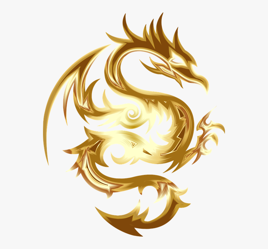 Dragon, Animal, Beast, Creature, Fictional, Monster - Gold Dragon Logo Png, Transparent Png
