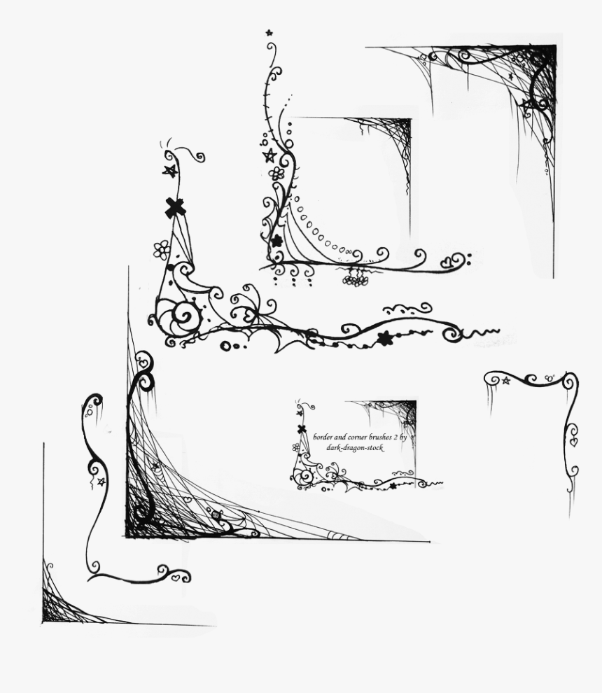 Dragon Borders Lineart - Border Corner Decorative Dragon, HD Png Download