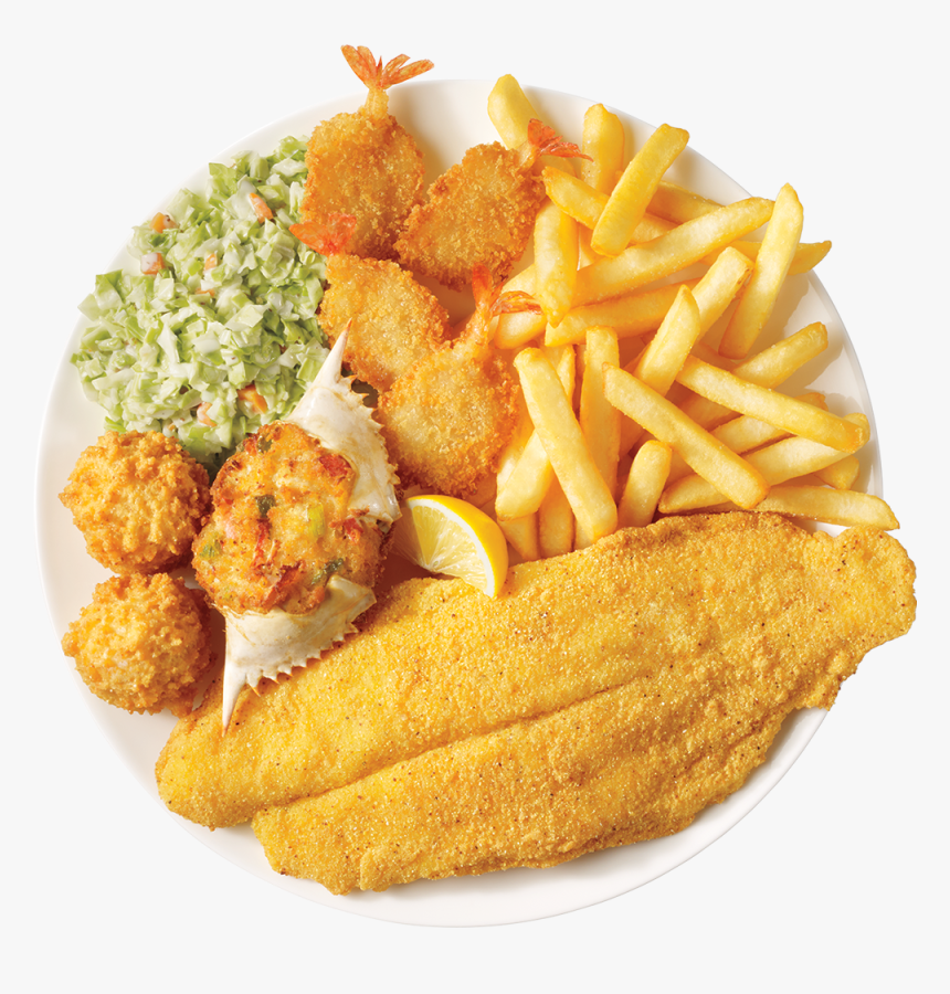 Fried Fish And Shrimp With Fries, HD Png Download