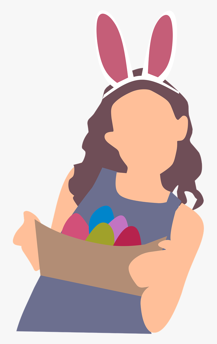 Girl Egg Basket Free Photo - Easter Bunny Girl Transparent, HD Png Download