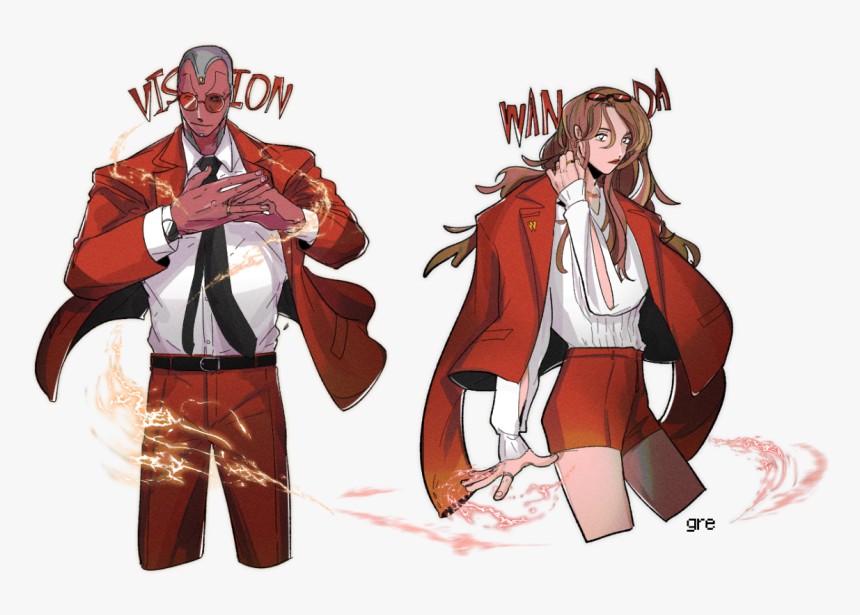 Scarlet Vision Wanda Maximoff Vision Fanart Gre2sekiya - Wanda And Vision Fanart, HD Png Download
