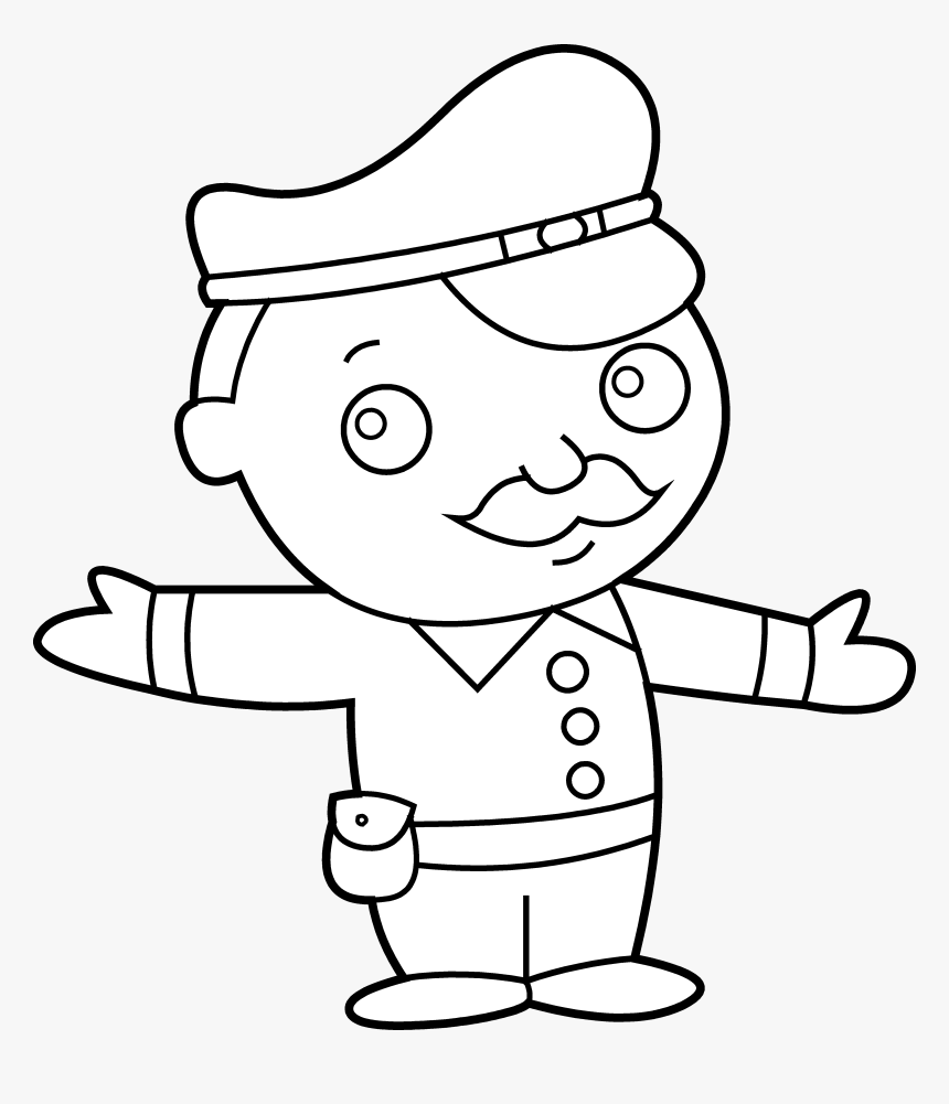 Transparent Police Officer Png - Policeman Clipart Black And White, Png Download