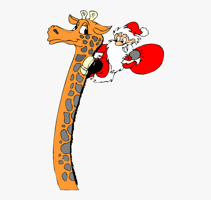 Giraffe Christmas Cartoon - Christmas Day, HD Png Download