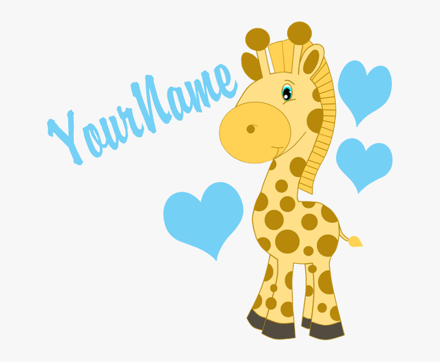 Personalizable Blue Baby Giraffe Puzzle - Cartoon, HD Png Download