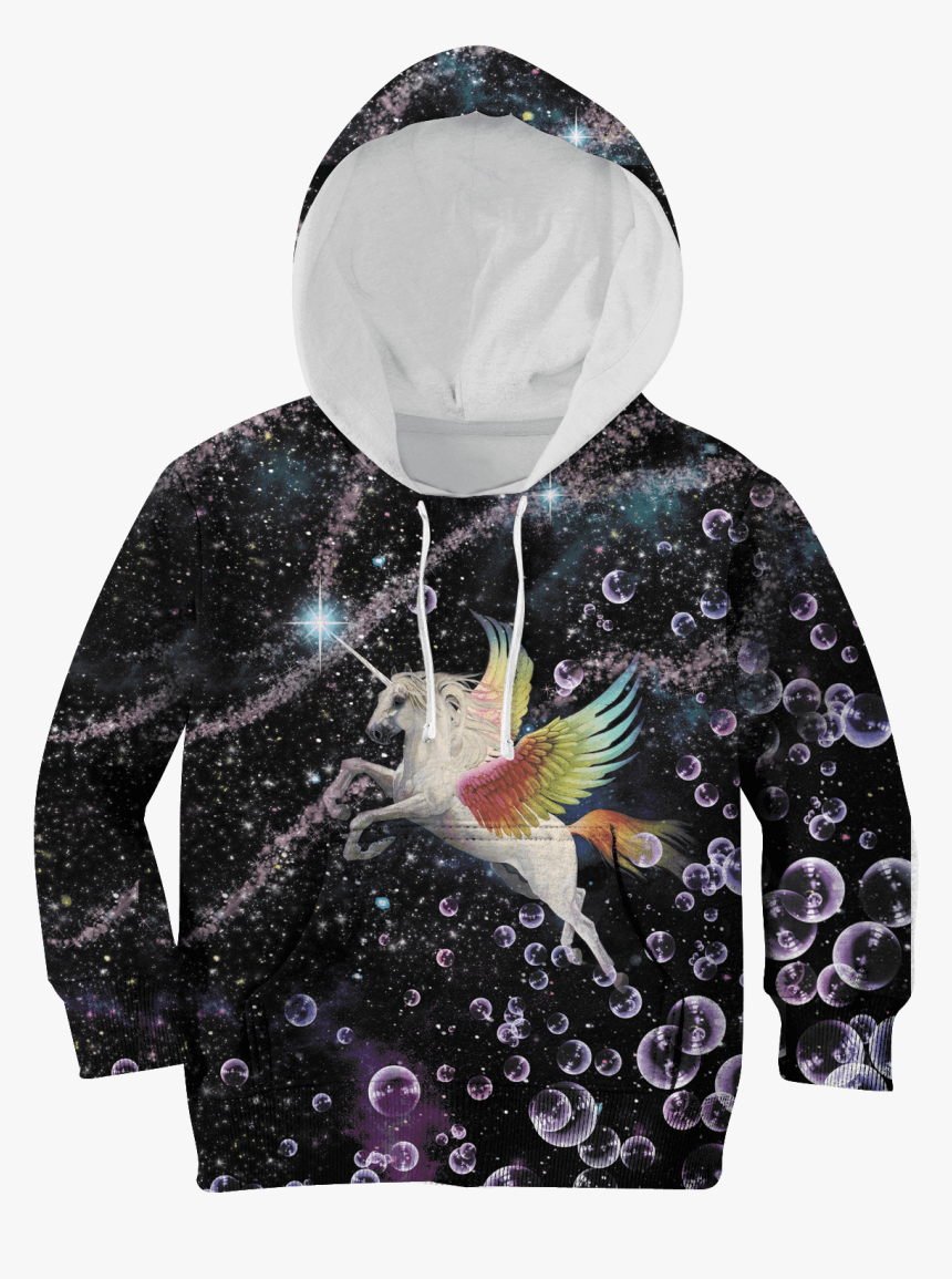Gearhuman 3d Magical Unicorn Flying Into Galaxy Custom - Hoodie, HD Png Download